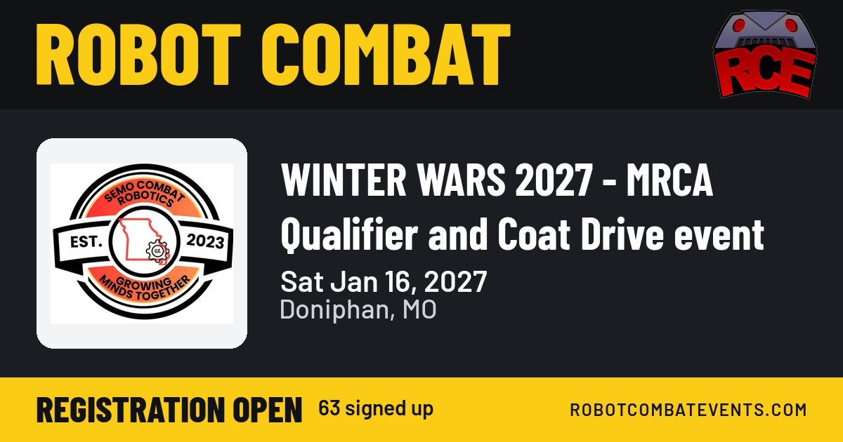 Cryptid Robots 1lb - Antweight at WINTER WARS 2027 - MRCA Qualifier and Coat Drive ...